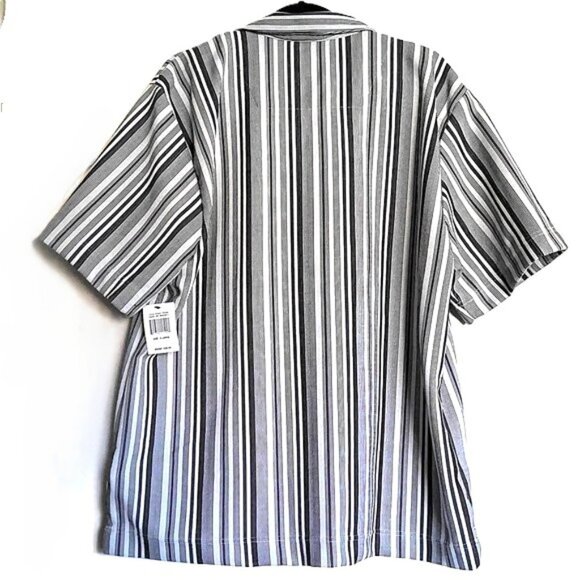 NEW Saints Studio Men's Short Sleeve Shirt Logo Black & White Stripe NWT $58 XL - Picture 3 of 8